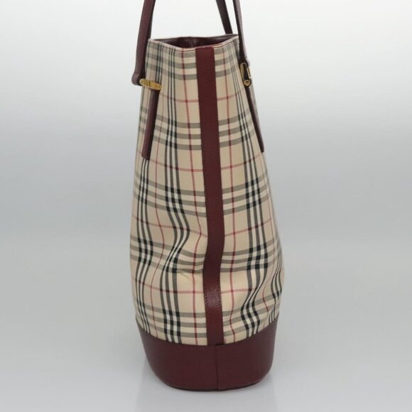BURBERRY Nova Check Tote Bag Canvas Beige Red - Picture 4 of 15